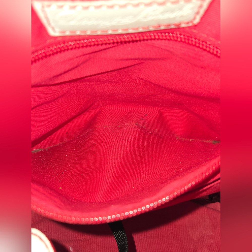 Dooney & Bourke Red and White Floral Drawstring Bucket Bag - Picture 10 of 16